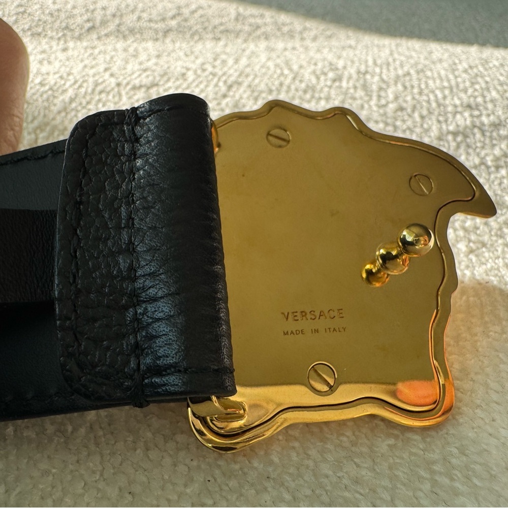 Versace Black Belt with Gold Medusa Buckle - Picture 2 of 4